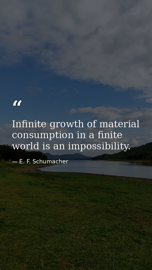 Infinite growth of material consumption in a finite world is an impossibility. — E. F. Schumacher