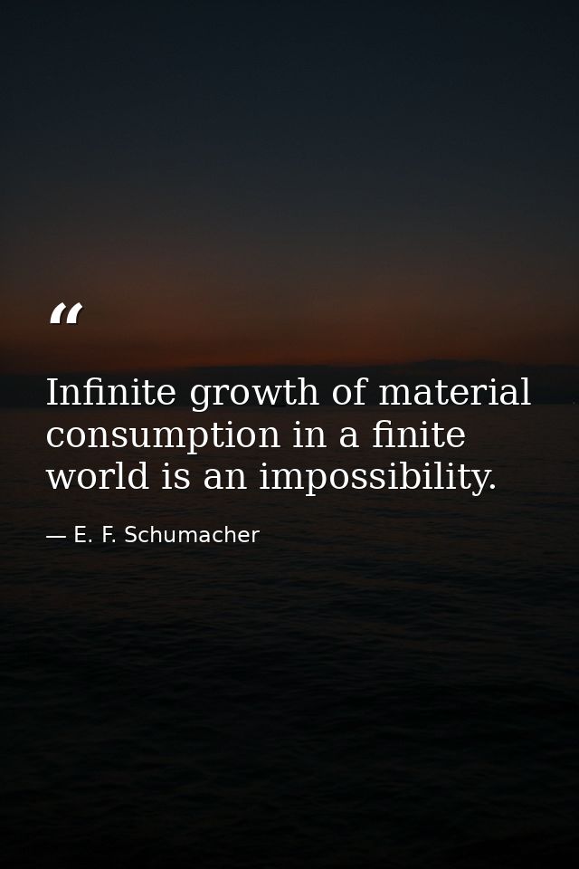 Infinite growth of material consumption in a finite world is an impossibility. — E. F. Schumacher
