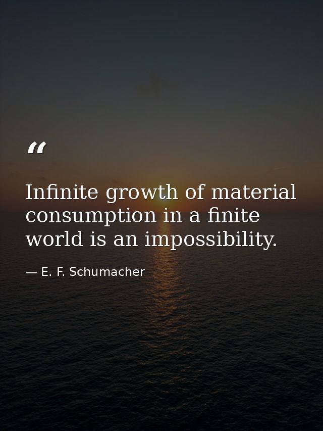 Infinite growth of material consumption in a finite world is an impossibility. — E. F. Schumacher