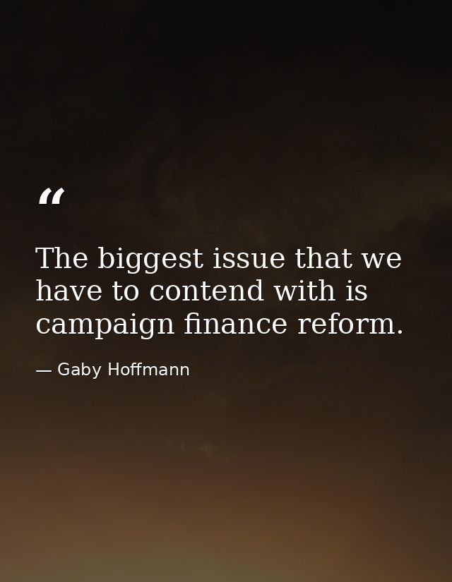 The biggest issue that we have to contend with is campaign finance reform. — Gaby Hoffmann