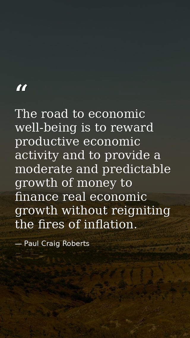 The road to economic well-being is to reward productive economic activity and to provide a moderate and predictable grow — Paul Craig Roberts