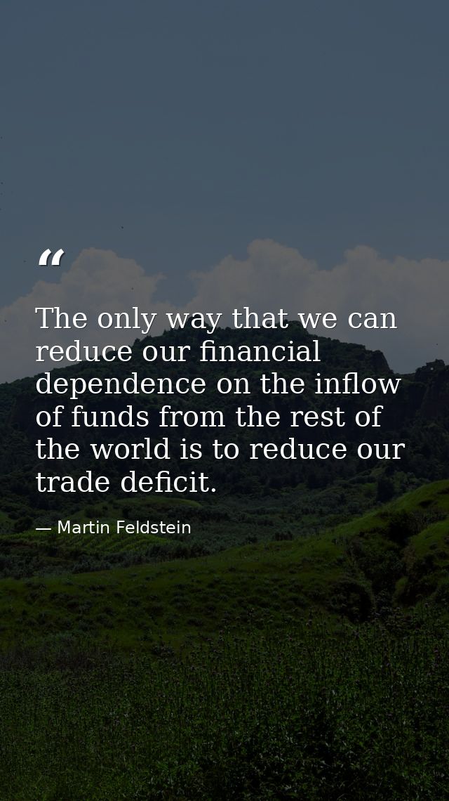 The only way that we can reduce our financial dependence on the inflow of funds from the rest of the world is to reduce  — Martin Feldstein