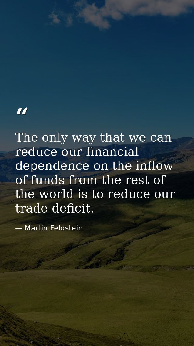 The only way that we can reduce our financial dependence on the inflow of funds from the rest of the world is to reduce  — Martin Feldstein