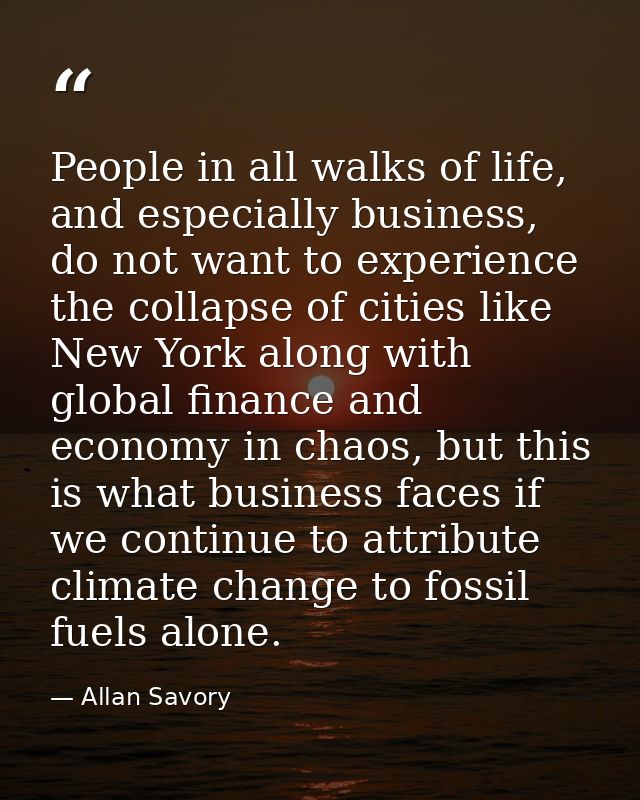 People in all walks of life, and especially business, do not want to experience the collapse of cities like New York alo — Allan Savory