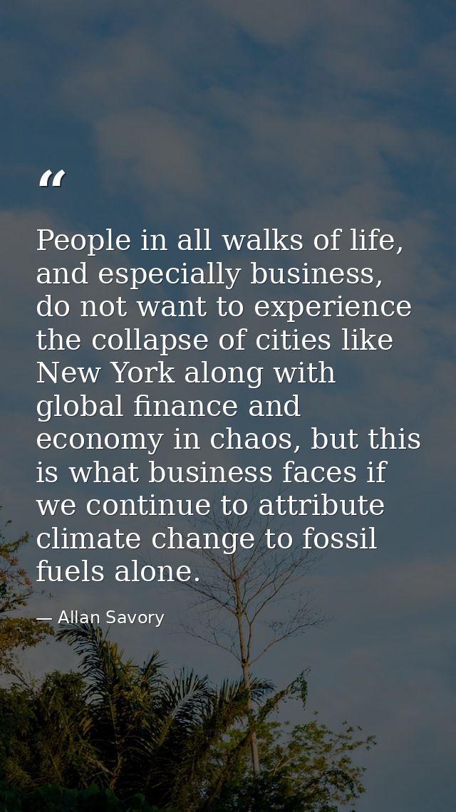 People in all walks of life, and especially business, do not want to experience the collapse of cities like New York alo — Allan Savory
