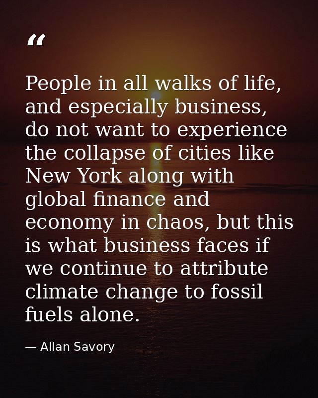 People in all walks of life, and especially business, do not want to experience the collapse of cities like New York alo — Allan Savory