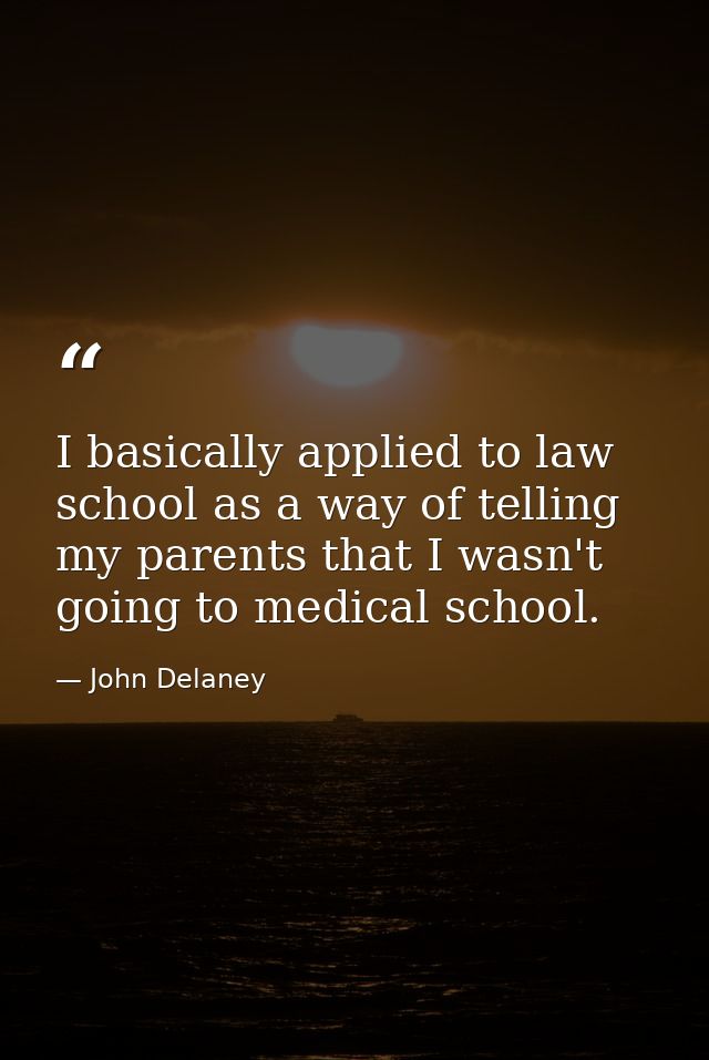 I basically applied to law school as a way of telling my parents that I wasn't going to medical school. — John Delaney