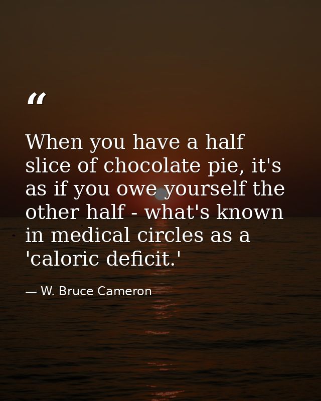 When you have a half slice of chocolate pie, it's as if you owe yourself the other half - what's known in medical circle — W. Bruce Cameron