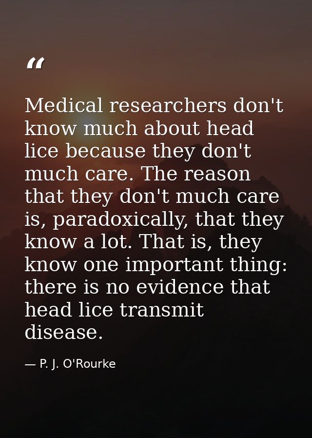 Medical researchers don't know much about head lice because they don't much care. The reason that they don't much care i — P. J. O'Rourke