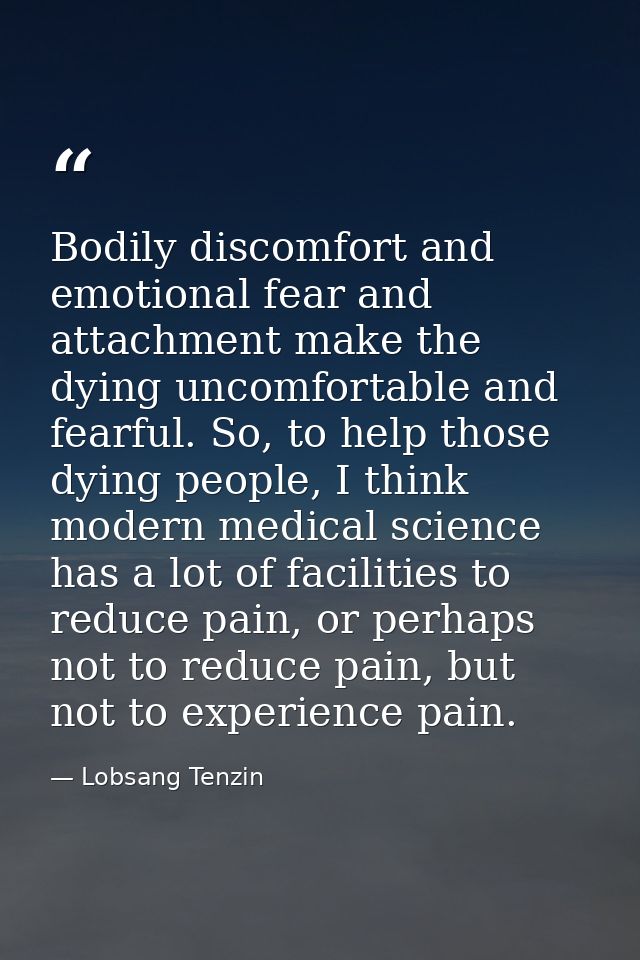 Bodily discomfort and emotional fear and attachment make the dying uncomfortable and fearful. So, to help those dying pe — Lobsang Tenzin
