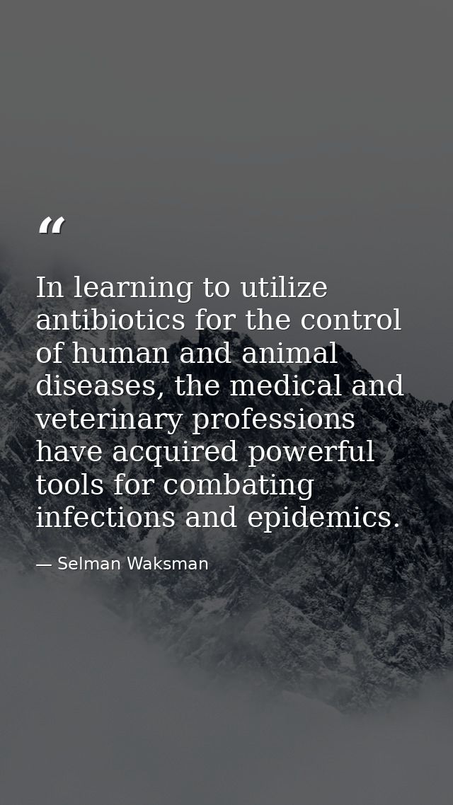 In learning to utilize antibiotics for the control of human and animal diseases, the medical and veterinary professions  — Selman Waksman