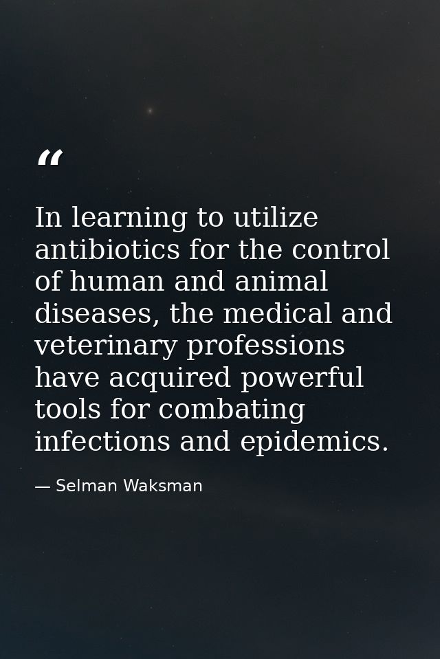 In learning to utilize antibiotics for the control of human and animal diseases, the medical and veterinary professions  — Selman Waksman