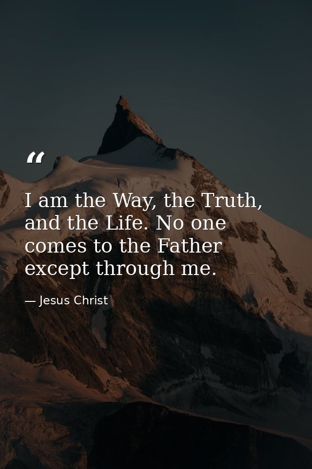 I am the Way, the Truth, and the Life. No one comes to the Father except through me. — Jesus Christ