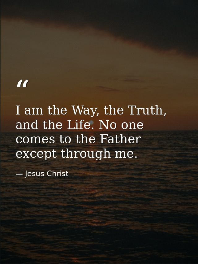 I am the Way, the Truth, and the Life. No one comes to the Father except through me. — Jesus Christ