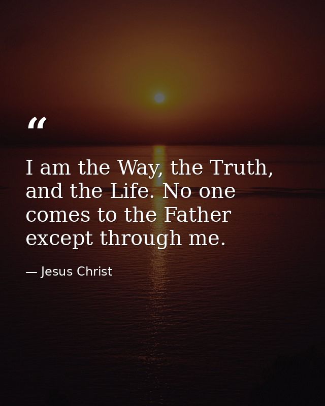 I am the Way, the Truth, and the Life. No one comes to the Father except through me. — Jesus Christ