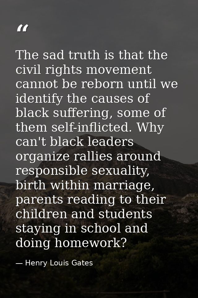The sad truth is that the civil rights movement cannot be reborn until we identify the causes of black suffering, some o — Henry Louis Gates
