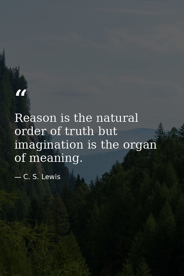 Reason is the natural order of truth but imagination is the organ of meaning. — C. S. Lewis