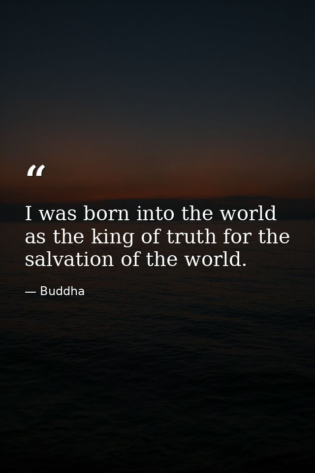 I was born into the world as the king of truth for the salvation of the world. — Buddha