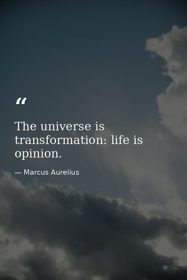 The universe is transformation: life is opinion. — Marcus Aurelius