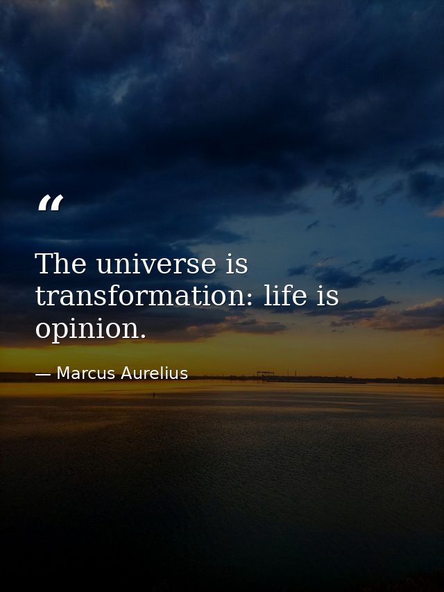 The universe is transformation: life is opinion. — Marcus Aurelius