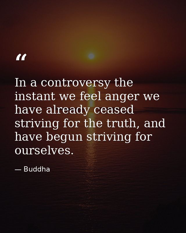 In a controversy the instant we feel anger we have already ceased striving for the truth, and have begun striving for ou — Buddha