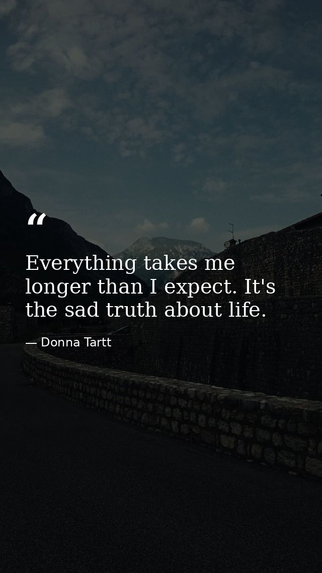 Everything takes me longer than I expect. It's the sad truth about life. — Donna Tartt
