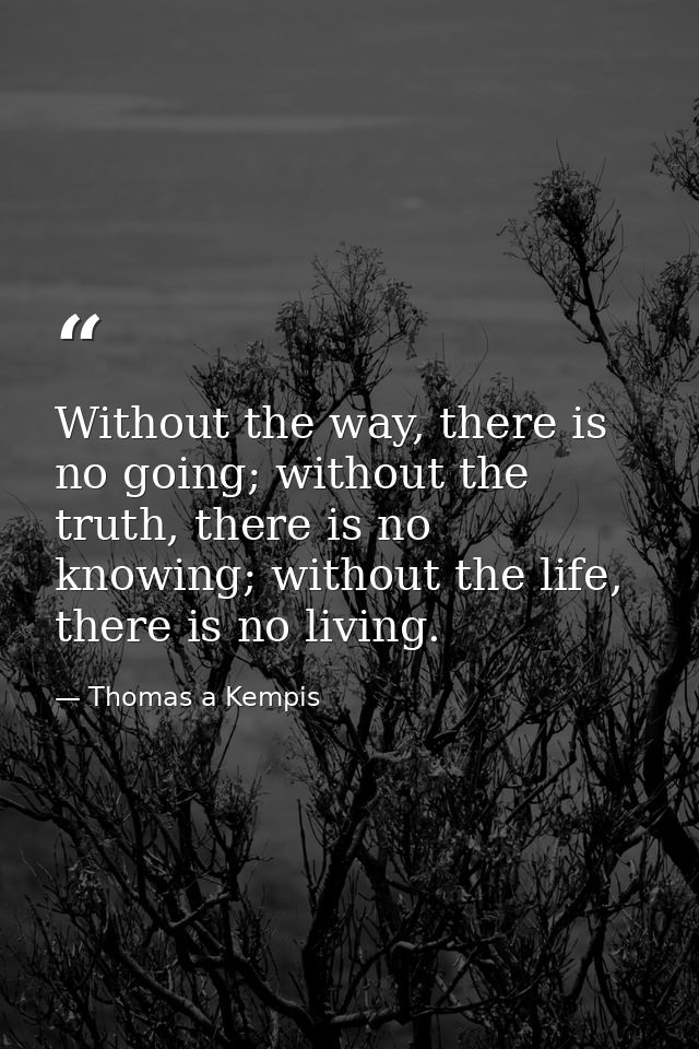 Without the way, there is no going; without the truth, there is no knowing; without the life, there is no living. — Thomas a Kempis
