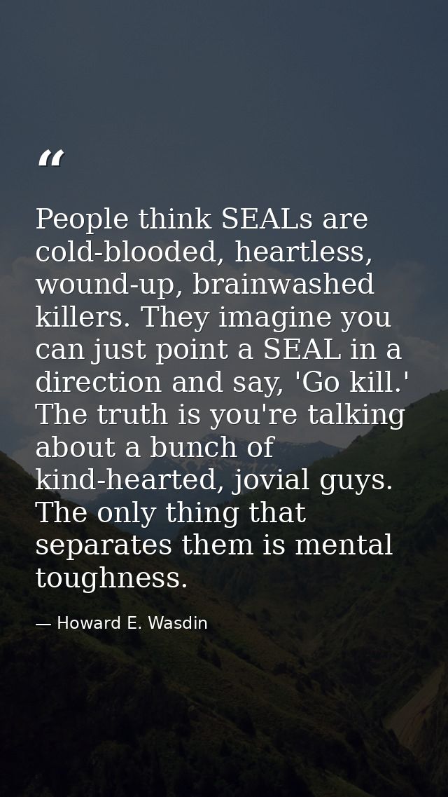 People think SEALs are cold-blooded, heartless, wound-up, brainwashed killers. They imagine you can just point a SEAL in — Howard E. Wasdin