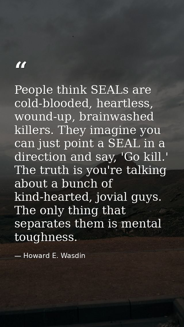 People think SEALs are cold-blooded, heartless, wound-up, brainwashed killers. They imagine you can just point a SEAL in — Howard E. Wasdin