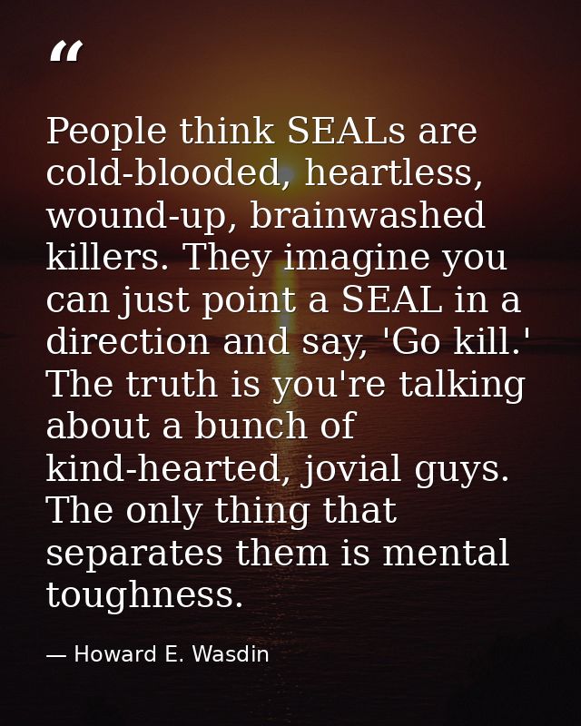 People think SEALs are cold-blooded, heartless, wound-up, brainwashed killers. They imagine you can just point a SEAL in — Howard E. Wasdin