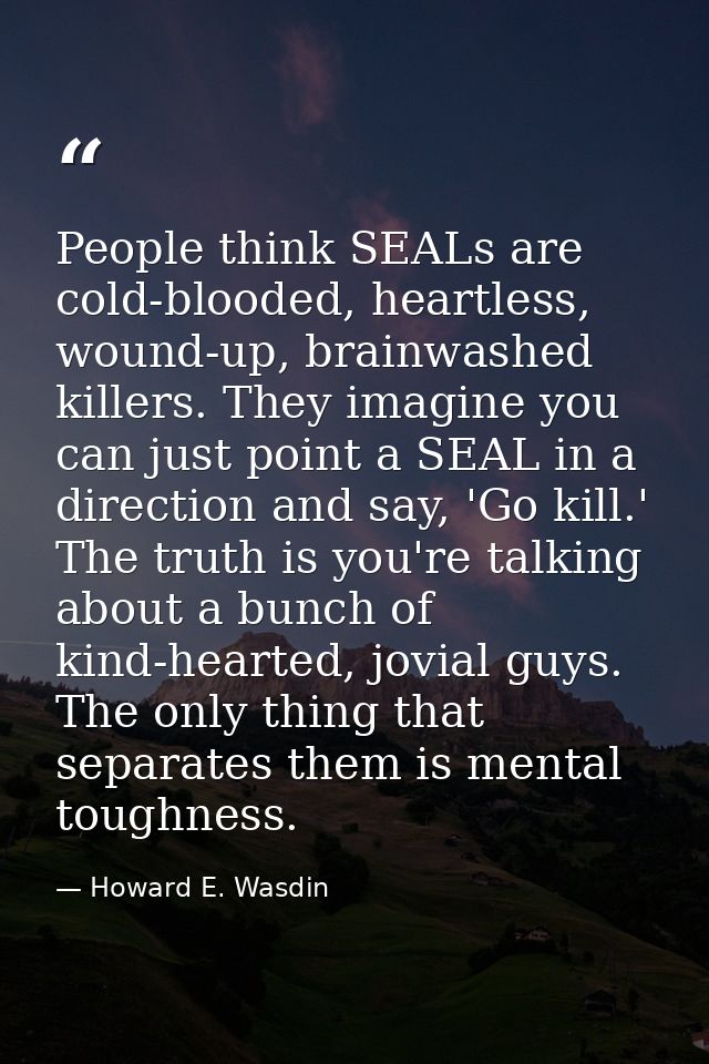 People think SEALs are cold-blooded, heartless, wound-up, brainwashed killers. They imagine you can just point a SEAL in — Howard E. Wasdin