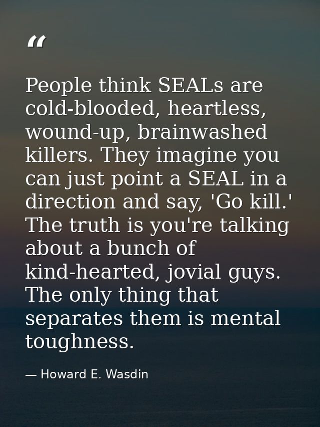 People think SEALs are cold-blooded, heartless, wound-up, brainwashed killers. They imagine you can just point a SEAL in — Howard E. Wasdin