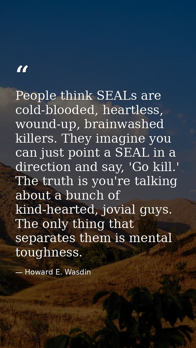 People think SEALs are cold-blooded, heartless, wound-up, brainwashed killers. They imagine you can just point a SEAL in — Howard E. Wasdin