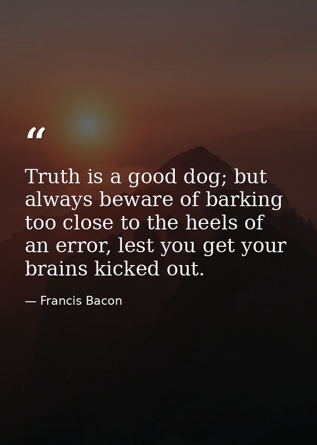 Truth is a good dog; but always beware of barking too close to the heels of an error, lest you get your brains kicked ou — Francis Bacon