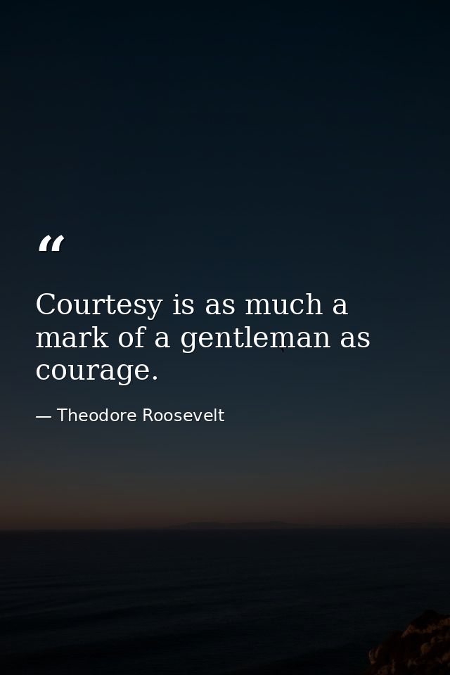 Courtesy is as much a mark of a gentleman as courage. — Theodore Roosevelt