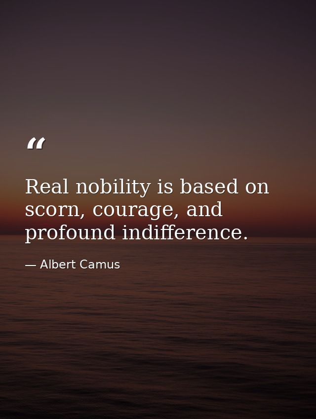 Real nobility is based on scorn, courage, and profound indifference. — Albert Camus