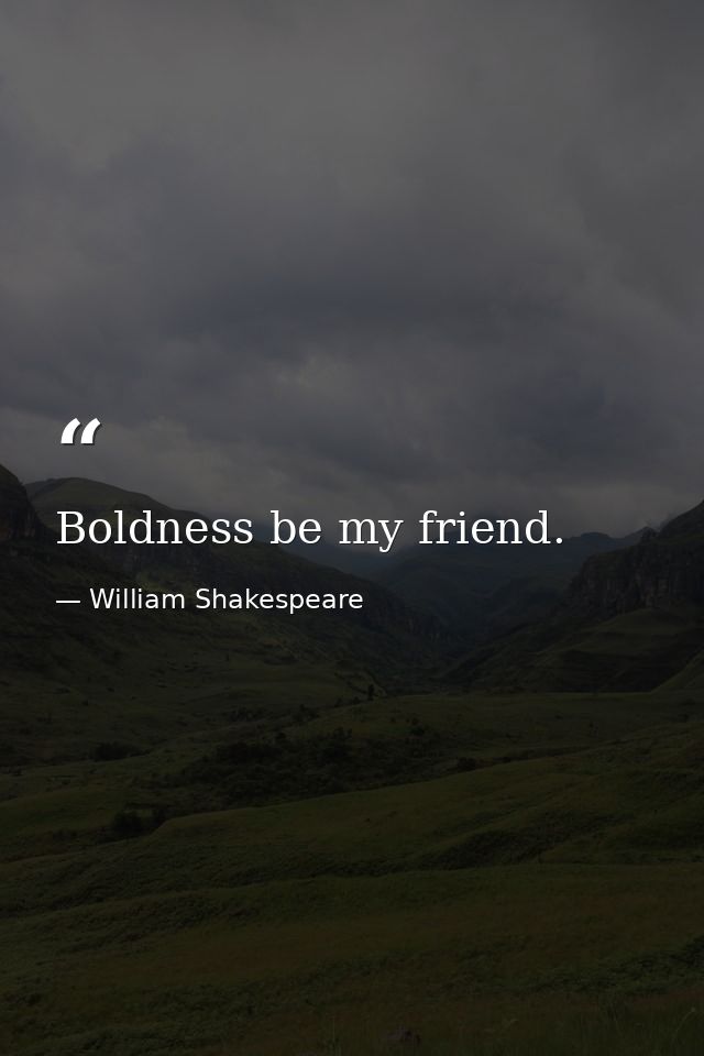 Boldness be my friend. — William Shakespeare