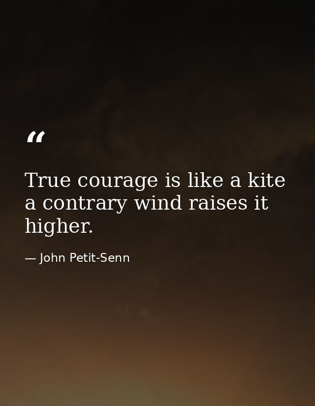 True courage is like a kite a contrary wind raises it higher. — John Petit-Senn