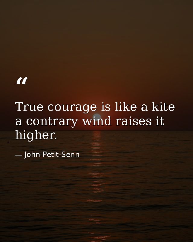 True courage is like a kite a contrary wind raises it higher. — John Petit-Senn