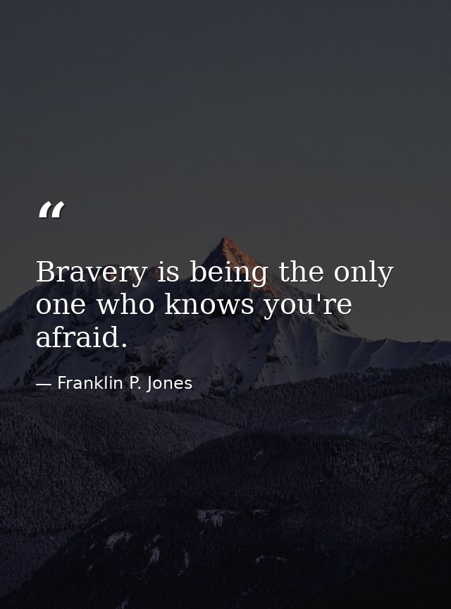 Bravery is being the only one who knows you're afraid. — Franklin P. Jones