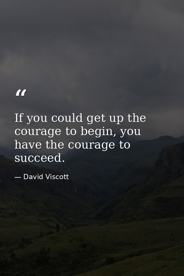 If you could get up the courage to begin, you have the courage to succeed. — David Viscott