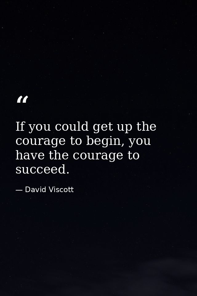 If you could get up the courage to begin, you have the courage to succeed. — David Viscott