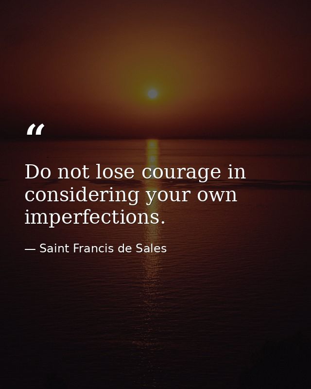 Do not lose courage in considering your own imperfections. — Saint Francis de Sales