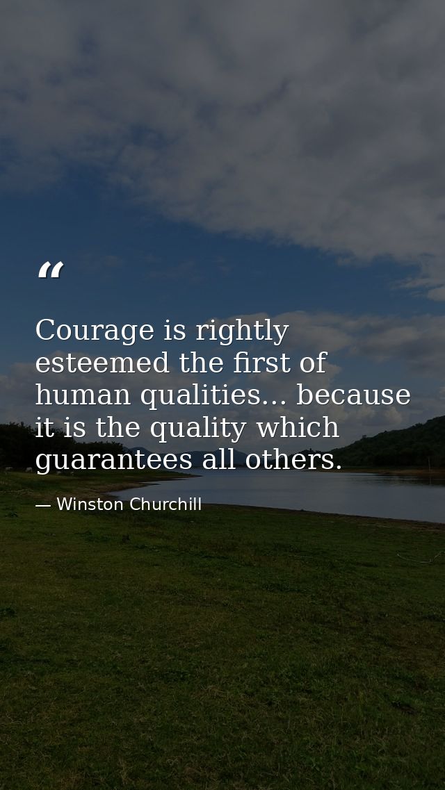 Courage is rightly esteemed the first of human qualities... because it is the quality which guarantees all others. — Winston Churchill