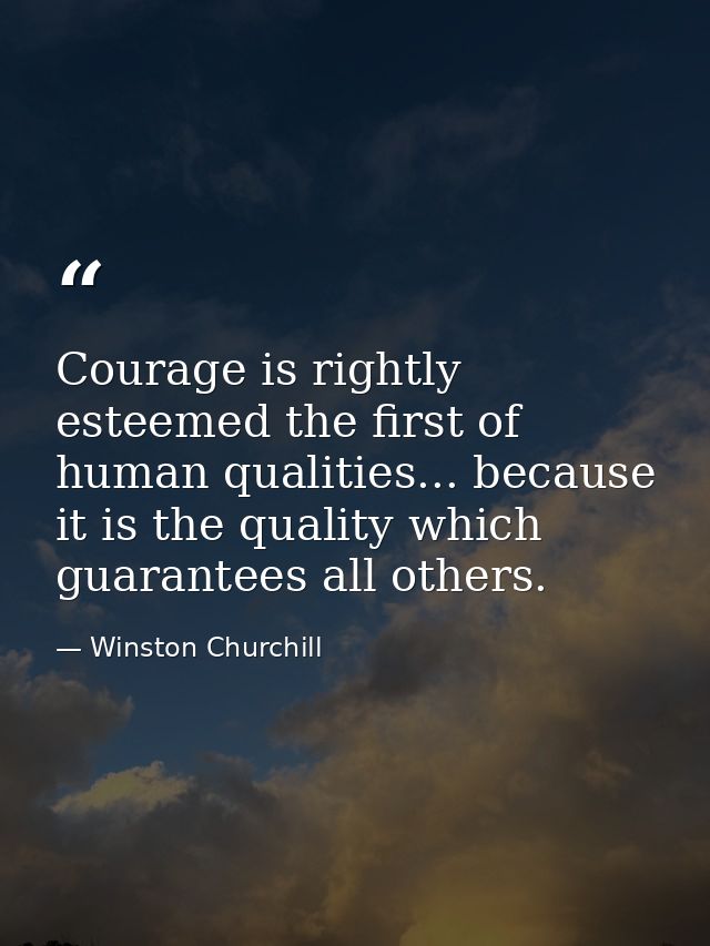 Courage is rightly esteemed the first of human qualities... because it is the quality which guarantees all others. — Winston Churchill