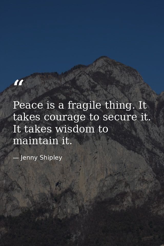 Peace is a fragile thing. It takes courage to secure it. It takes wisdom to maintain it. — Jenny Shipley