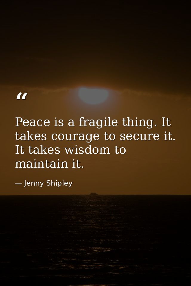 Peace is a fragile thing. It takes courage to secure it. It takes wisdom to maintain it. — Jenny Shipley
