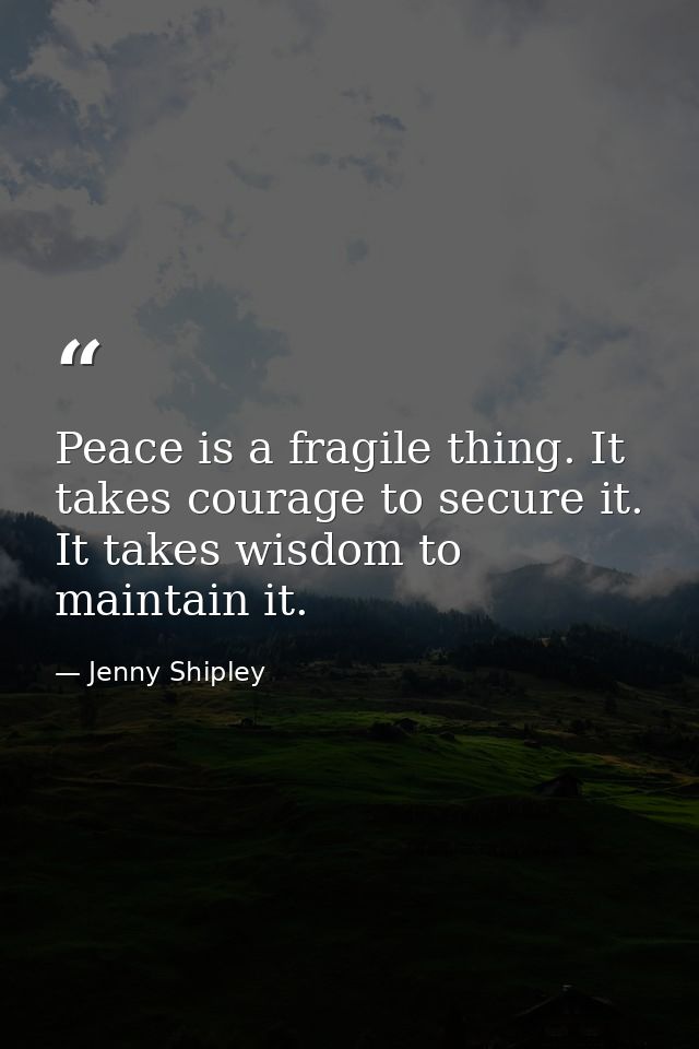 Peace is a fragile thing. It takes courage to secure it. It takes wisdom to maintain it. — Jenny Shipley