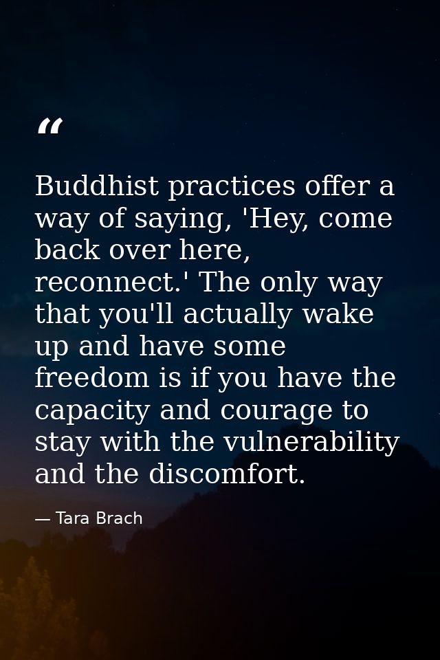 Buddhist practices offer a way of saying, 'Hey, come back over here, reconnect.' The only way that you'll actually wake  — Tara Brach