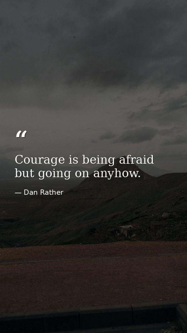 Courage is being afraid but going on anyhow. — Dan Rather